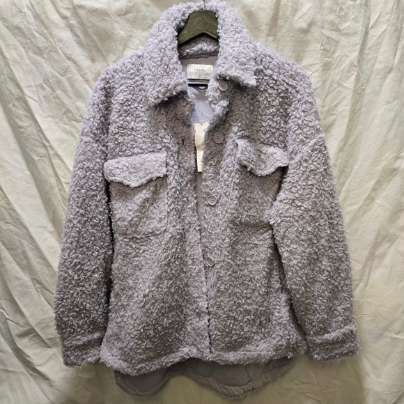 NWT Urban Outfitters Lilac Purple Fuzzy Sherpa Shirt Jacket XS Shacket Oversized - Picture 1 of 11